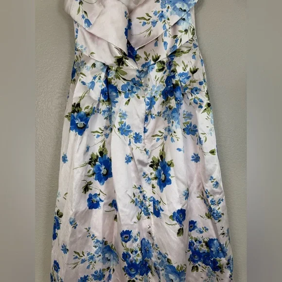 Anthropologie if By Sea Strapless Blue Floral Gown size Medium $129 - Picture 13 of 16